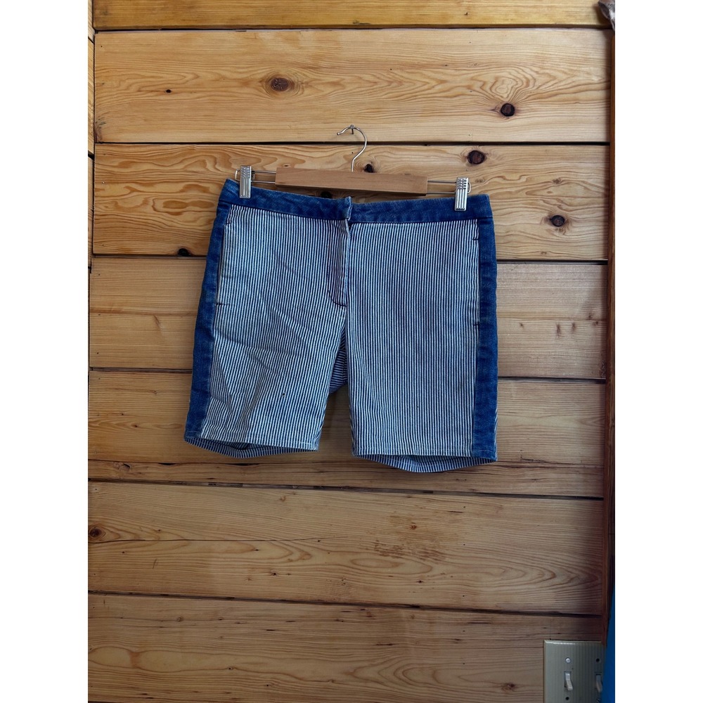 Vintage Striped Denim Patchwork Shorts Heart Pocket Y2K Indie Festival